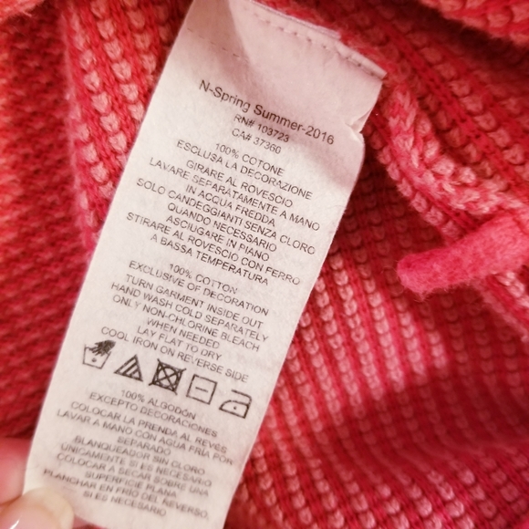 Armani Exchange | Coral Pink Sweater Crew Neck Top Waffle 100% cotton - Picture 7 of 8